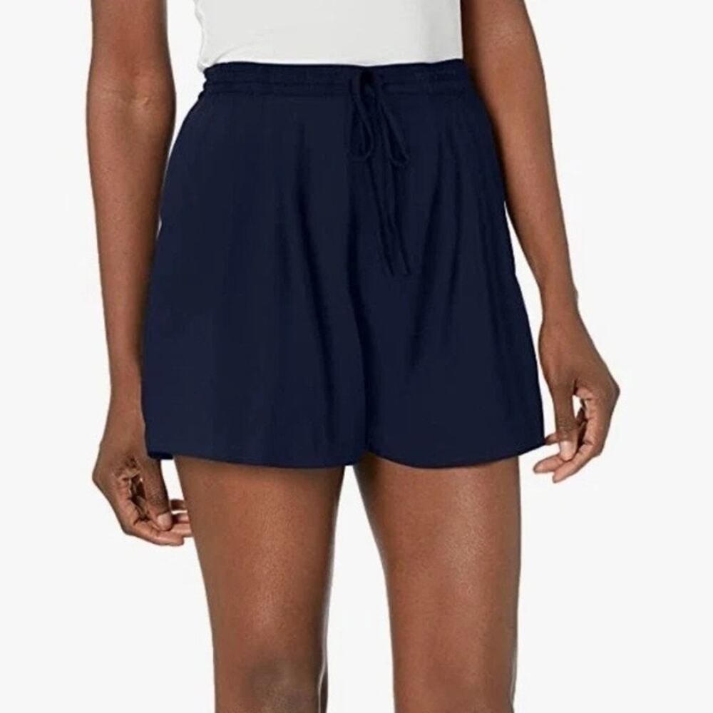 J Crew High Rise Dressy Pull On Tassel Drawstring Waist Tie Short XXS Navy Blue
